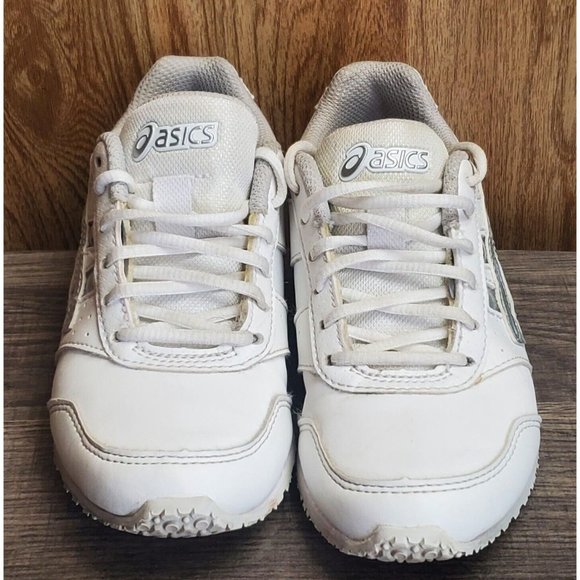Asics Cheer 8 GS Kid's Size 12 White Silver Black Cheerleading Shoes - Picture 2 of 8